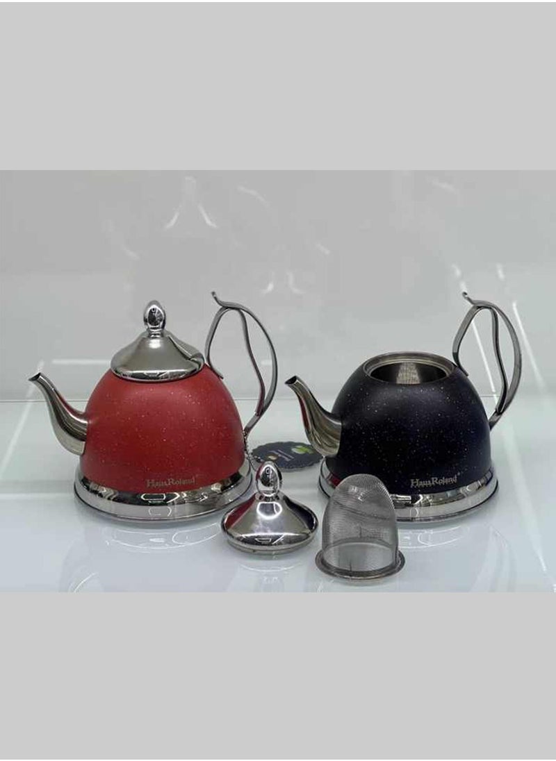 Multi-coloured jug for tea and milk, with an elegant touch.