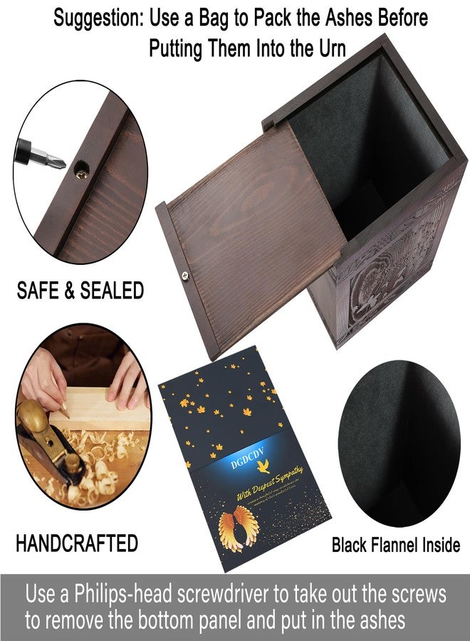 DGDCDV Cremation Urns for Human Ashes Adult Male Female, Wooden Carved Urns Box for Men Women Child, Pets Cat Dog Urn, Burial Funeral Memorial Urns for Ashes - Image 3