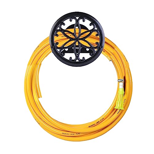 Sharpex Combo of Hose Hanger and Hose Pipe for Garden, Car Bike Washing, Indoor Outdoor use, Hotel and Backyard - Heavy Duty Yellow Hose Water Pipe 10 Meter 0.5 Inch with Black Wall Mount Hose Hanger - Image 1