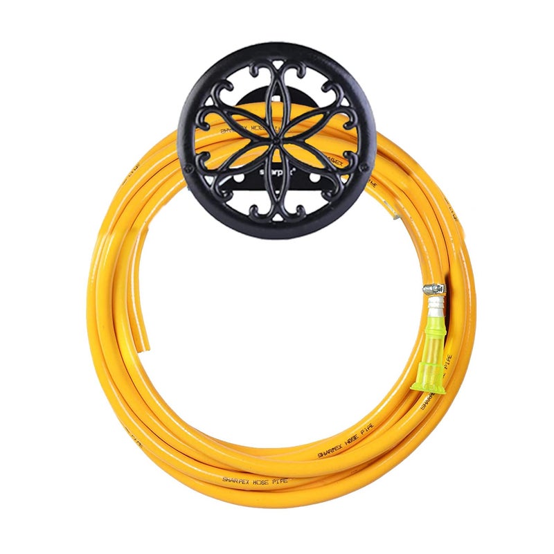 Sharpex Combo of Hose Hanger and Hose Pipe for Garden, Car Bike Washing, Indoor Outdoor use, Hotel and Backyard - Heavy Duty Yellow Hose Water Pipe 10 Meter 0.5 Inch with Black Wall Mount Hose Hanger - Image 5