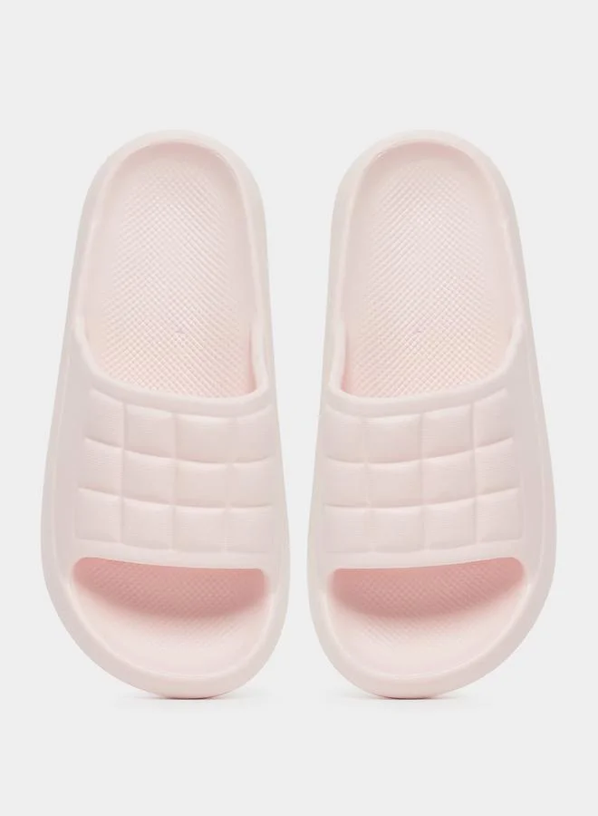 Take Two Take Two Textured Checked Slip-On Slippers