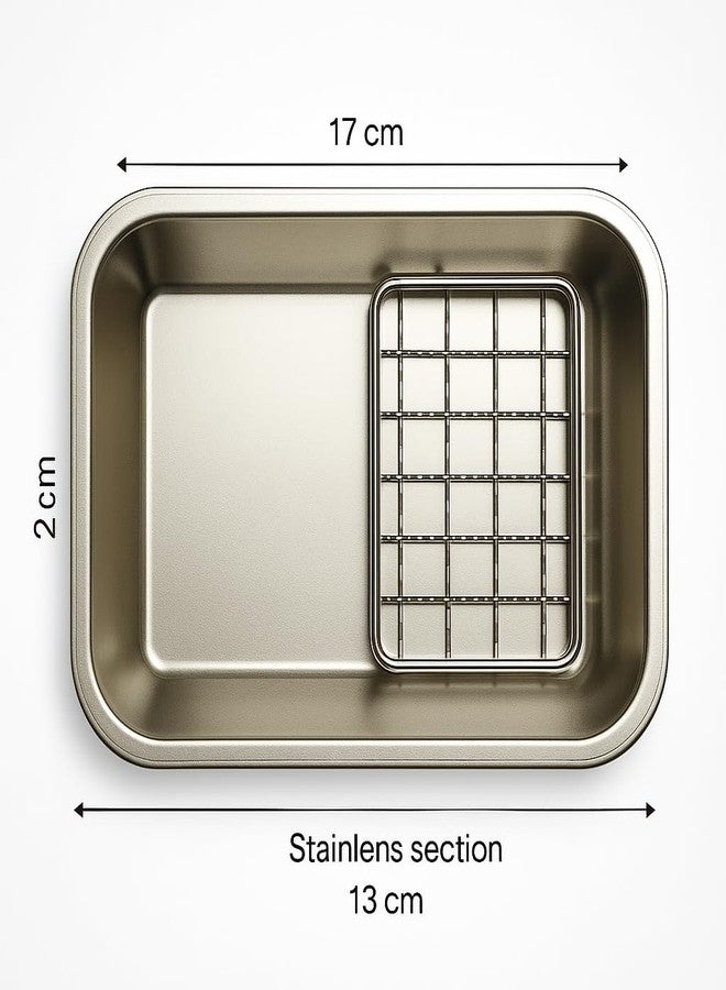 SHREESAMP Stainless Steel Roasting Pan with Rack Set of 2 Multipurpose Rectangular Baking Tray Small for Oven Cooking Food Grade Bakeware for Fish Vegetables Lasagna Brownie Dishwasher Safe - Image 2