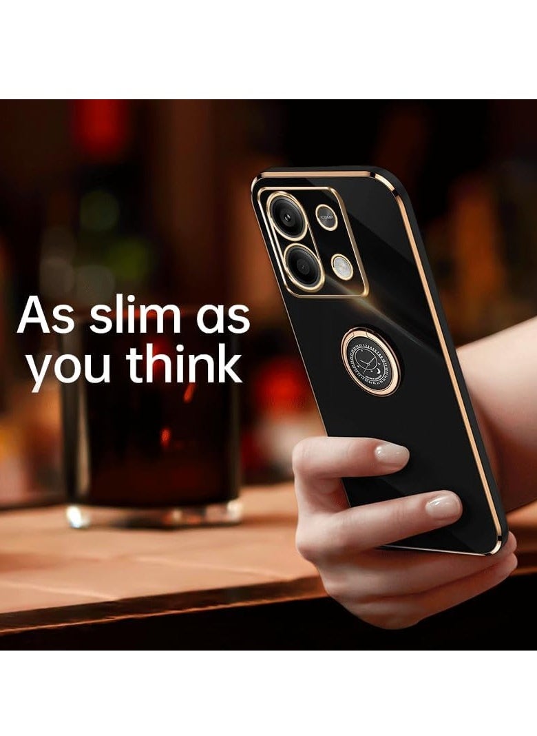 Aookay [1+2] Case for Xiaomi Redmi Note 13 Pro 5G Phone Case with Screen Protector, Electroplated Magnetic Protective Cover with Ring Stand, Stylish Slim Shockproof Case (Black, Note 13 Pro 5G)  - Image 2