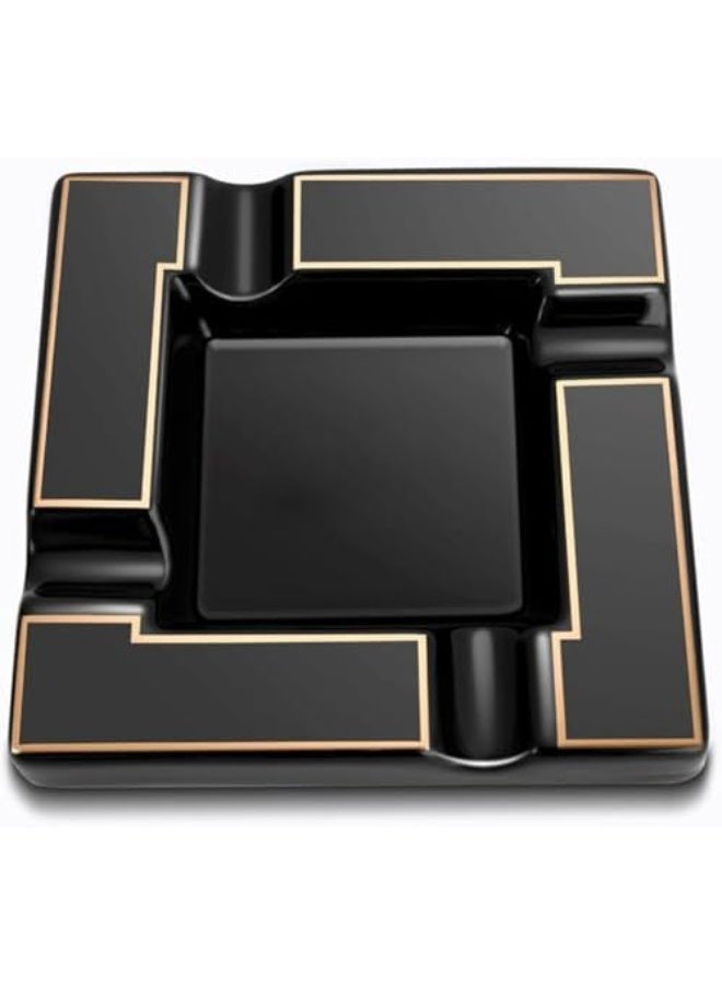 صينية رماد السجائر الكبيرة من السيراميك، صينية رماد سوداء للسجائر، مثالية للرجال للسفر، الداخلية، الخارجية، الفناء، المنزل، المكتب، هدية. - Image 1