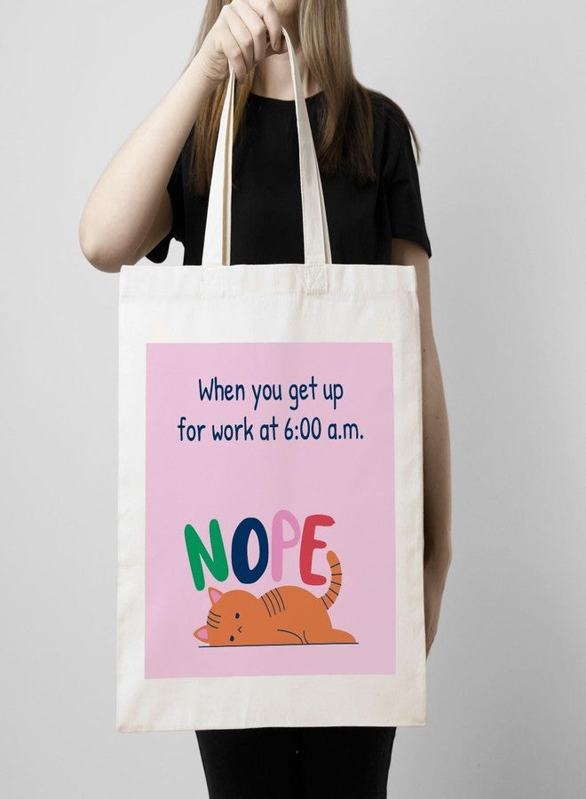 ARTBUG Tote Bag for Women with zip, Aesthetic Canvas tote bag for college girls, office, stylish and reusable - Nope - D No - 204 - Image 3