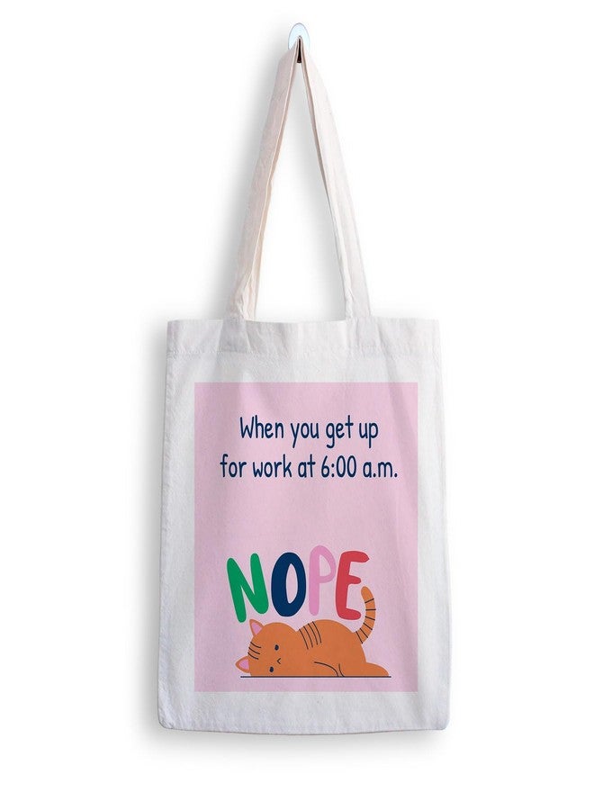 ARTBUG Tote Bag for Women with zip, Aesthetic Canvas tote bag for college girls, office, stylish and reusable - Nope - D No - 204 - Image 1
