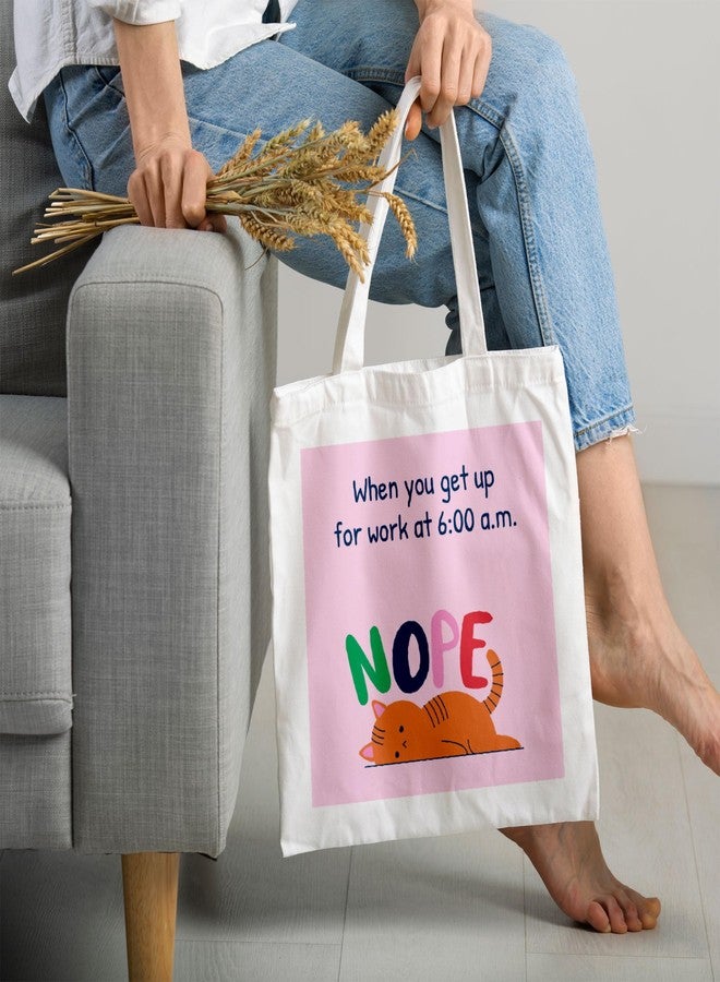 ARTBUG Tote Bag for Women with zip, Aesthetic Canvas tote bag for college girls, office, stylish and reusable - Nope - D No - 204 - Image 2