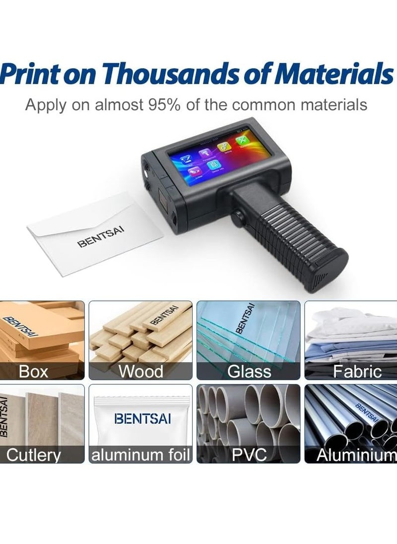 Bentsai - Handheld Inkjet Printer with 1/2 Inch Print Height Portable Handheld Printer for EXP Date, Batch Number, QR Code, Barcode, Logo on Carton Wood Fabric Plastic Metal - Image 1