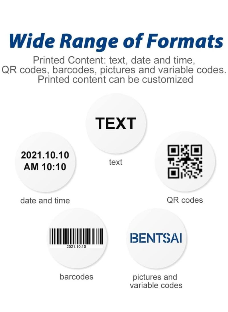 Bentsai - Handheld Inkjet Printer with 1/2 Inch Print Height Portable Handheld Printer for EXP Date, Batch Number, QR Code, Barcode, Logo on Carton Wood Fabric Plastic Metal - Image 1