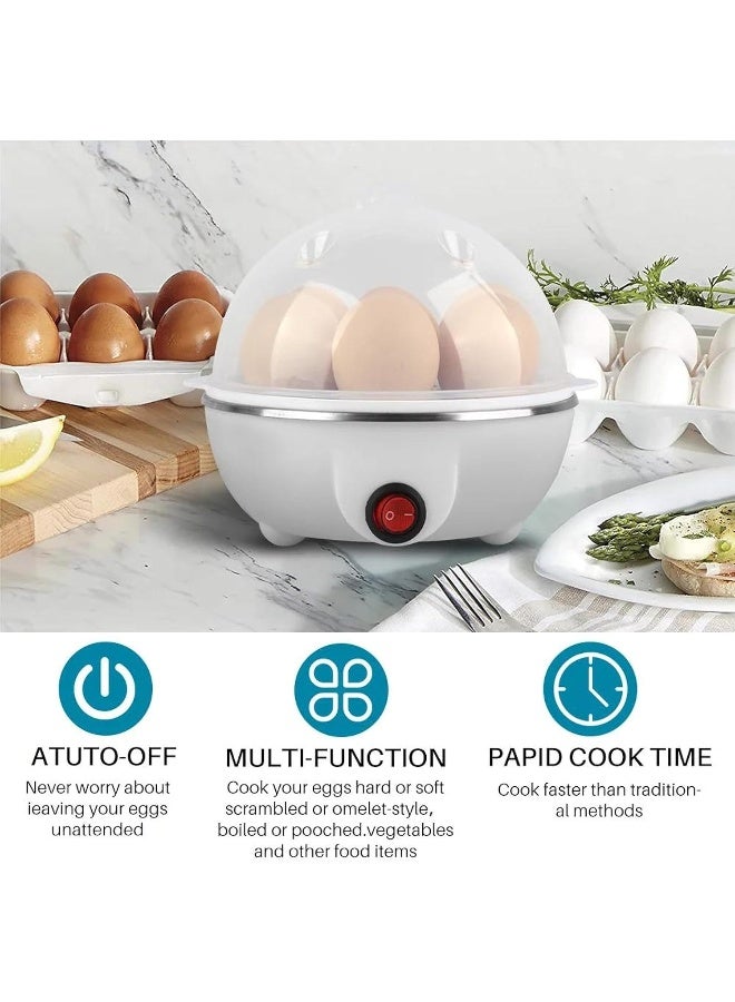 MOMENT Electric Egg Cooker 350W, 7 Egg Capacity Automatic Egg Boiler & Steamer with Auto Shut-Off, Rapid Egg Cooker for Soft, Medium & Hard Boiled Eggs, White - Image 3