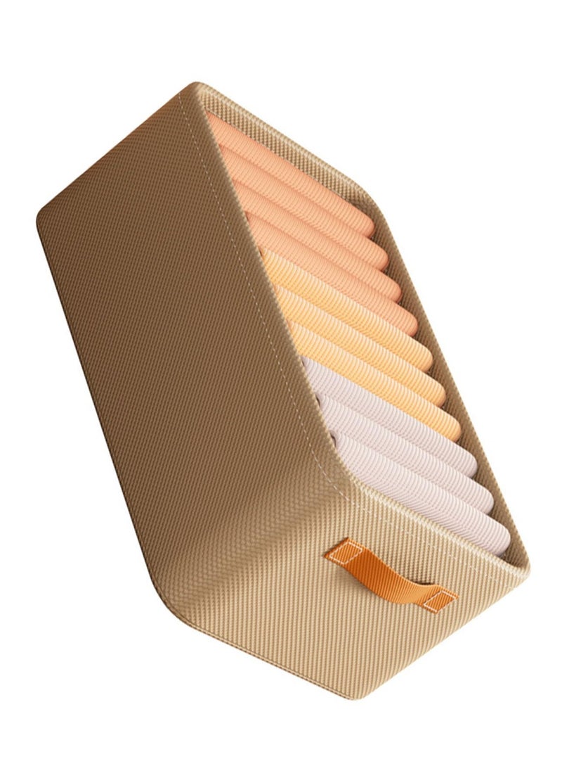 4 Pack Foldable Fabric Storage Boxes and Organizers with Handles - Stackable Organizing Bins for Clothes, Toys, Books, and Linens - Perfect for Closets and Shelves (Khaki)