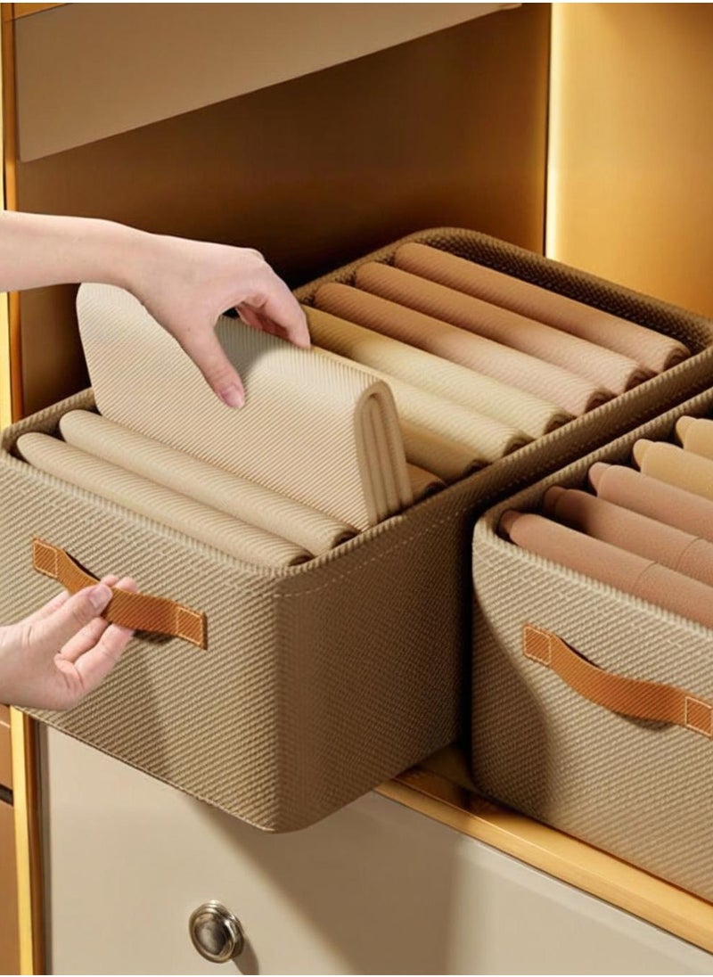 شو وو 4 قطع صناديق تخزين متينة وقابلة للطي بتصميم أدراج – منظم موفر للمساحة للملابس والتيشيرتات والإكسسوارات، بحجم 48*28*25 سم  - Image 4