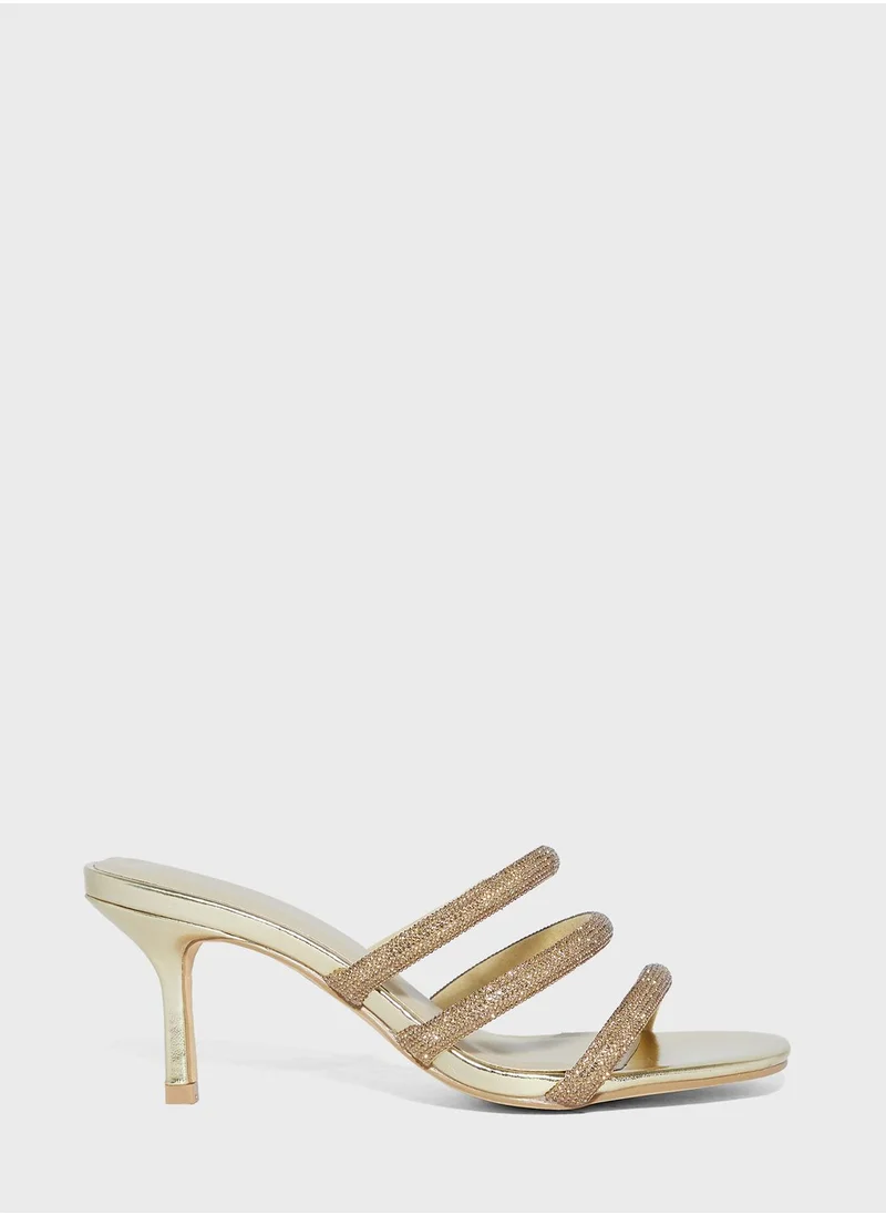 ترافل من نمشي Mid Stiletto Heel Diamante Mule Sandal