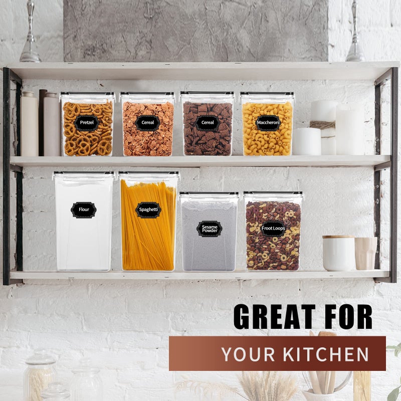 Skroam Large Airtight Food Storage Containers with Lids, 10 Pack Cereal Containers Storage Set - BPA Free Pantry Organizers and Storage for Flour, Sugar & Rice with Measuring Cup, Labels & Marker - Image 5