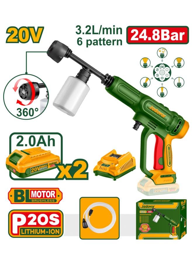 Jadever 24.8Bar Brushless Cordless Pressure Washer With 2 Batteries