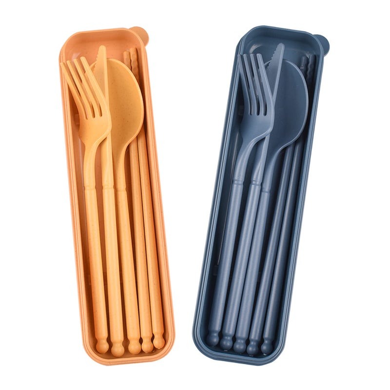 Travel Utensils with Case Rrusable Utensils Set with Case Plastic Cutlery Set Forks Spoon Tableware Portable Camping Cutlery Set for Travel Picnic or Daily Use