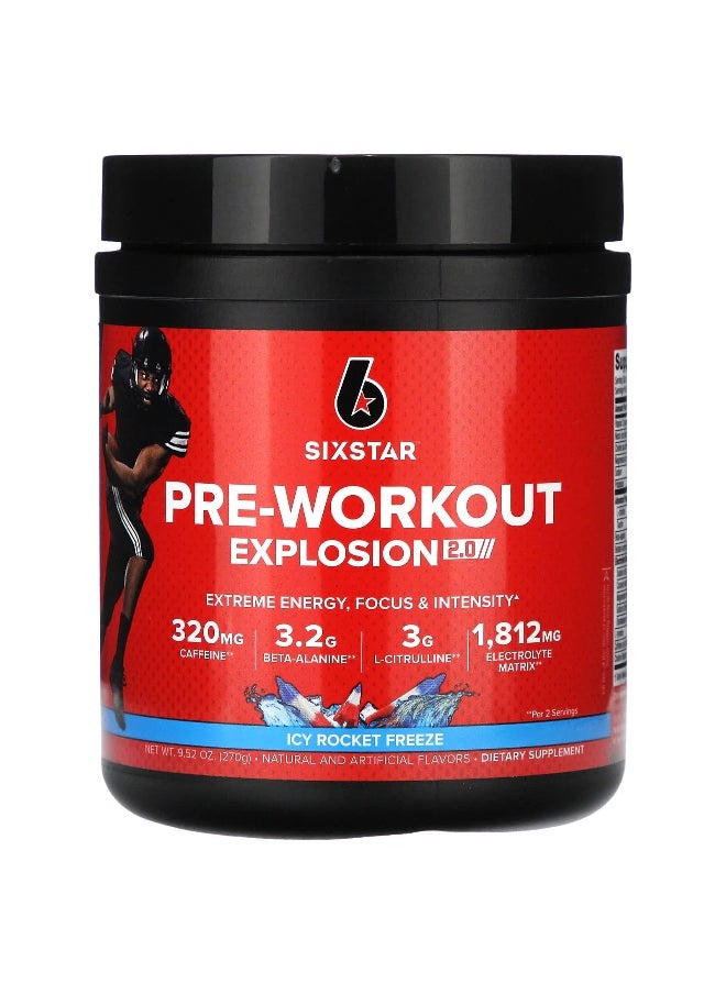 SIX STAR SIXSTAR, Pre-Workout Explosion 2.0, Icy Rocket Freeze, 9.52 oz (270 g)  - Image 1