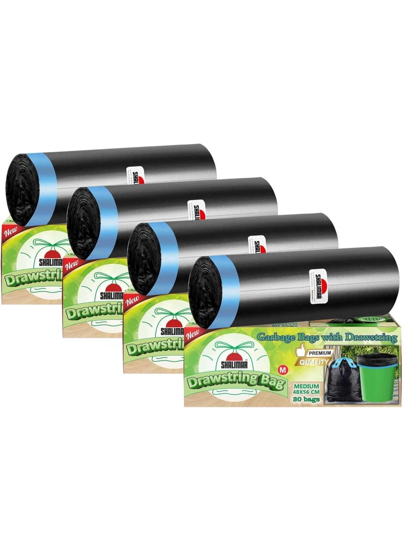 شاليمار أكياس قمامة شاليمار بريميوم OXO قابلة للتحلل – بسحاب شد، الحجم المتوسط 19 × 21 بوصة، 120 كيس (4 لفات)، لأغراض سلة القمامة/النفايات، باللون الأسود - Image 2