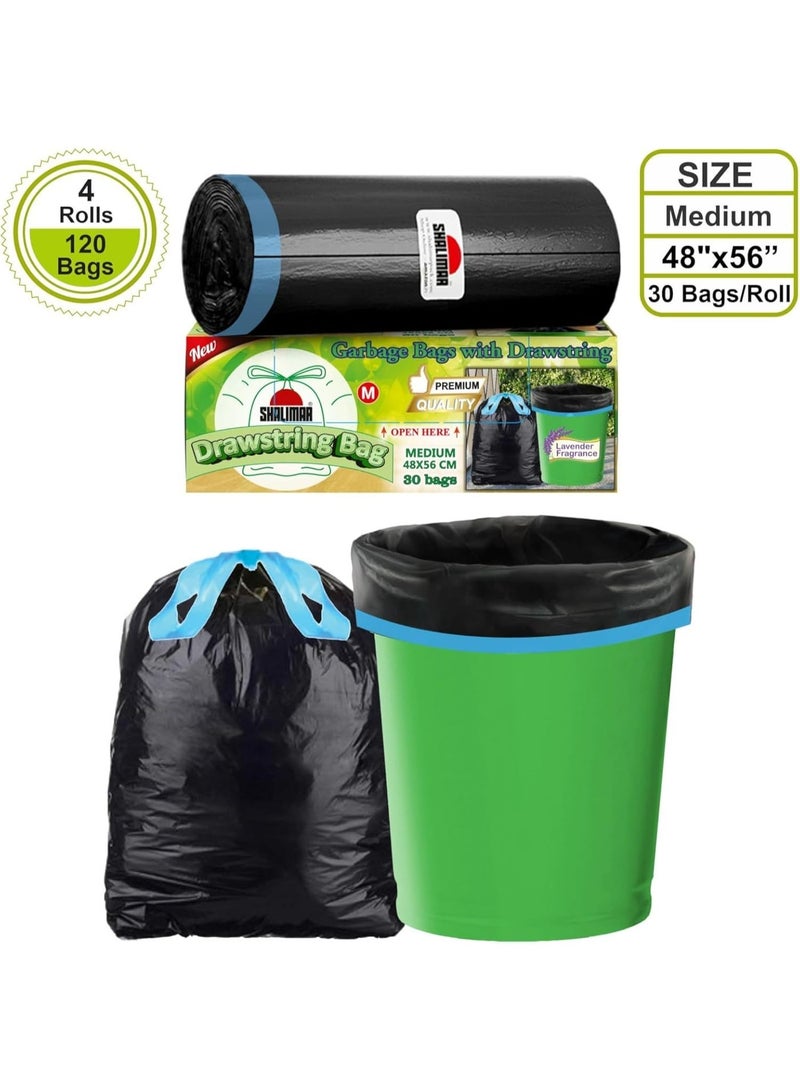 شاليمار أكياس قمامة شاليمار بريميوم OXO قابلة للتحلل – بسحاب شد، الحجم المتوسط 19 × 21 بوصة، 120 كيس (4 لفات)، لأغراض سلة القمامة/النفايات، باللون الأسود - Image 4
