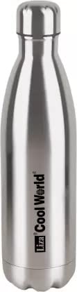 Liza Liza Cool World Thermoseal Technology, Insulated Steel Flask, 18 Hours Hot and 24 Hours Cold Water 1000 ml Bottle (Pack of 1, Silver col, Steel) - Image 1
