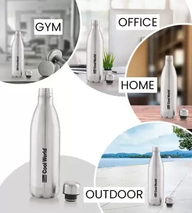Liza Liza Cool World Thermoseal Technology, Insulated Steel Flask, 18 Hours Hot and 24 Hours Cold Water 1000 ml Bottle (Pack of 1, Silver col, Steel) - Image 5