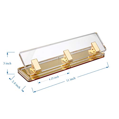 EXPUTRAN Acrylic and Gold Standard 3 Hole Punch,10 Sheet Capacity, Desktop Hole Puncher 3 Ring, Office Desktop Accessory,Clear/Gold - Image 2