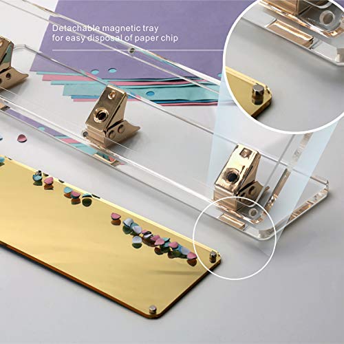 EXPUTRAN Acrylic and Gold Standard 3 Hole Punch,10 Sheet Capacity, Desktop Hole Puncher 3 Ring, Office Desktop Accessory,Clear/Gold - Image 3