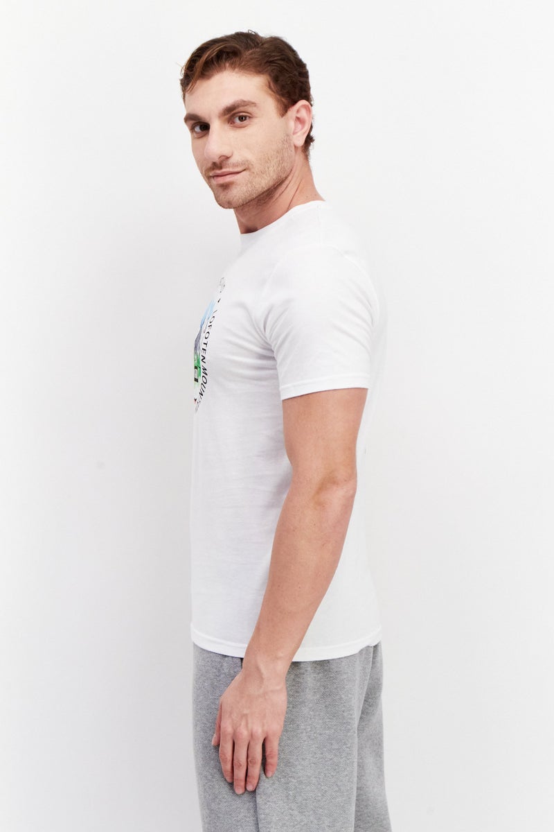 Nordland تي شيرت رجالي بأكمام قصيرة وياقة دائرية بشعار العلامة التجارية، أبيض - Image 3