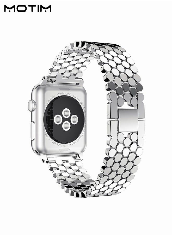 Motim - Metal Watch Band Compatible with Apple Watch Band 41mm 40mm 38mm, Heavy Wrist Loop Band, Replacement Strap for iWatch Series 9, Ultra 2, SE, Ultra, 10/9/8/7/6/5/4/3/2/1, Zinc Alloy - Image 1