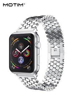 Motim Metal Watch Band Compatible with Apple Watch Band 41mm 40mm 38mm, Heavy Wrist Loop Band, Replacement Strap for iWatch Series 9, Ultra 2, SE, Ultra, 10/9/8/7/6/5/4/3/2/1, Zinc Alloy  - Image 1