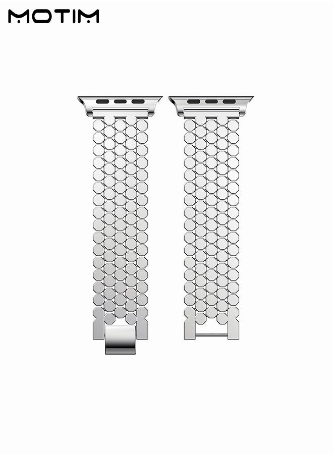 Motim - Metal Watch Band Compatible with Apple Watch Band 41mm 40mm 38mm, Heavy Wrist Loop Band, Replacement Strap for iWatch Series 9, Ultra 2, SE, Ultra, 10/9/8/7/6/5/4/3/2/1, Zinc Alloy - Image 1