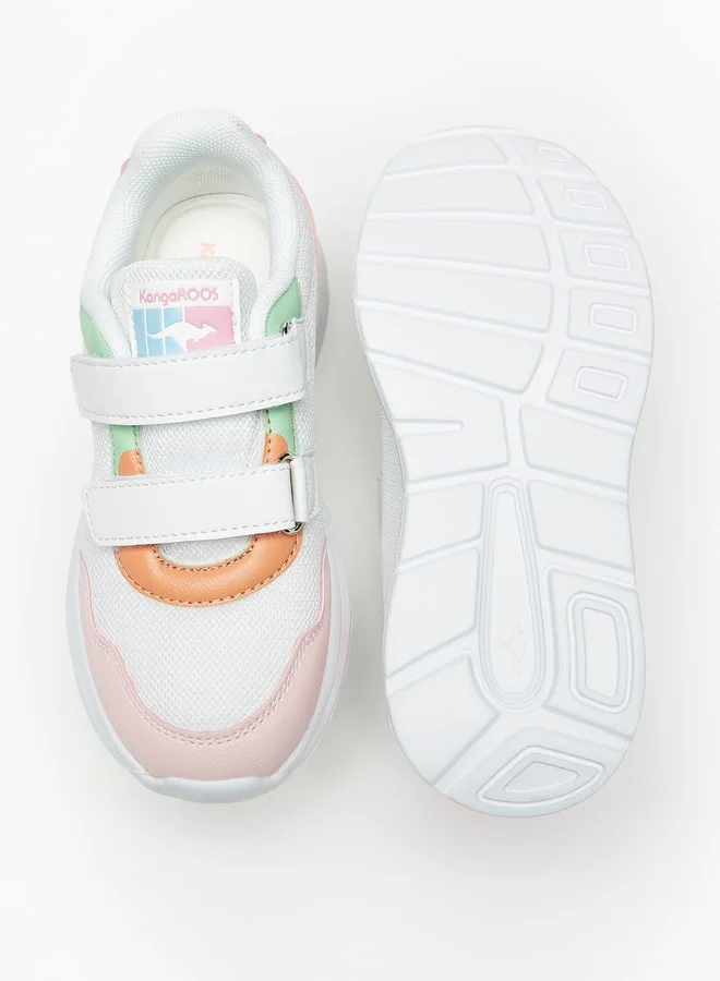 kangaROOS Girls' Textured Sports Shoes With Hook And Loop Closure