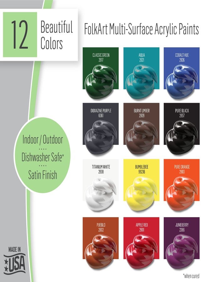 FolkArt One Stroke Birds & Blossoms Acrylic Paint Kit, 32 Piece Set Including 12 2 fl oz FolkArt Multi-Surface Paints, 10 Brushes, 6 Teaching Guides, 3 Pattern Sheets & 1 2 fl oz Floating Medium - Image 5