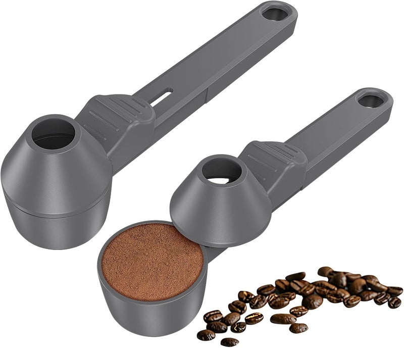 Lov Sprout Coffee Scoop & Funnel for Reusable K Cup Refillable Coffee Pods, Coffee Measuring Spoon 2 Tablespoon Capacity, Scoop with Funnel for Ground Coffee, Protein Powder, Tea (Grey, 2 Pack) - Image 1