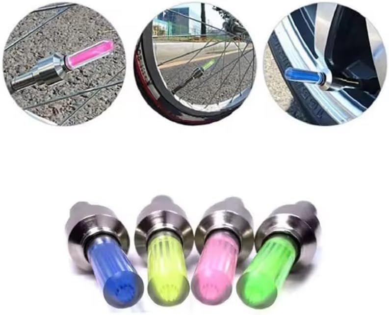 7Cylinder LED Tire Valve Cap Neon Flash Lights - Waterproof Vibrant Wheel Glow Lights, 4 Pcs (2 Blue) - Image 2