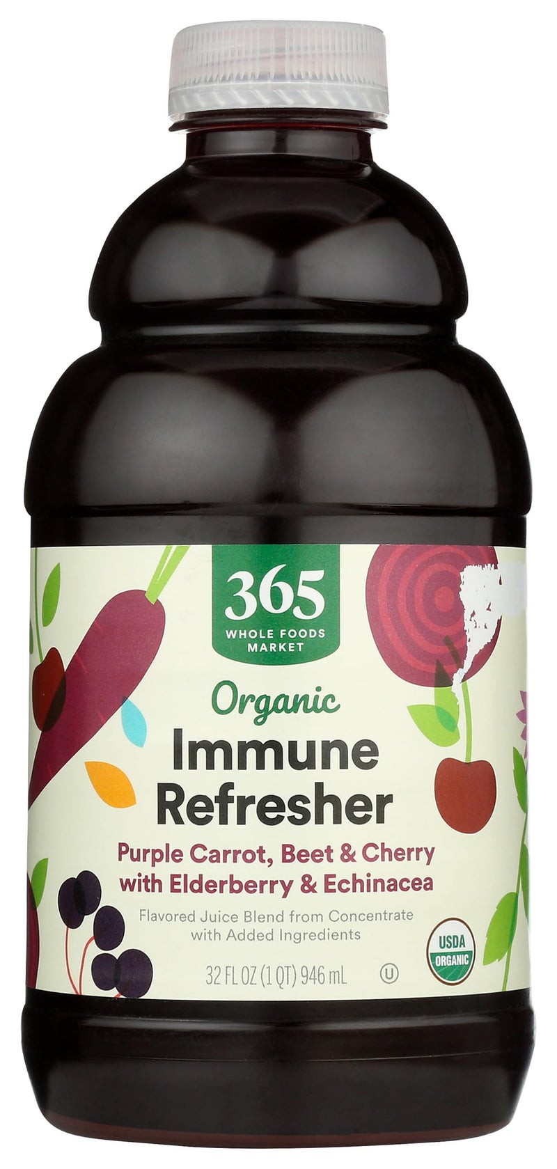 365 by Whole Foods Market Organic Immune Refresher Purple Carrot Beet  Cherry with Elderberry  Echinacea Juice Blend 32 fl oz - Image 3