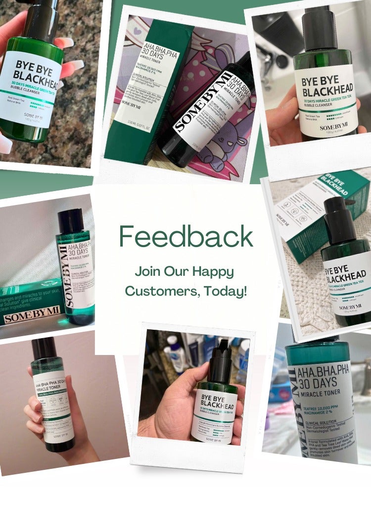 سام باي مي مجموعة معجزة 30 يومًا من SOME BY MI - تونر AHA BHA PHA، منظف فقاعات الشاي الأخضر Bye Bye Blackhead وجهاز تدليك الوجه - العناية بالبشرة الكورية لإزالة الرؤوس السوداء، وتقليل المسام، ونعومة البشرة - Image 2