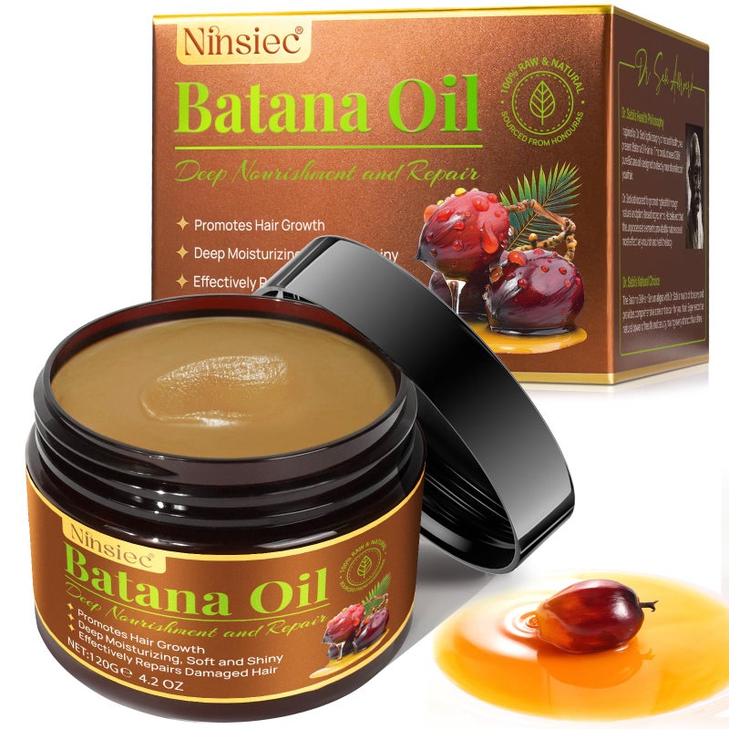 Ninsiec Organic Batana Oil for Hair - Pure Unrefined Oil from Honduras, Helps Strengthen, Hydrate and Repair Damaged Hair, Supports Healthy Looking Hair Growth - Image 1