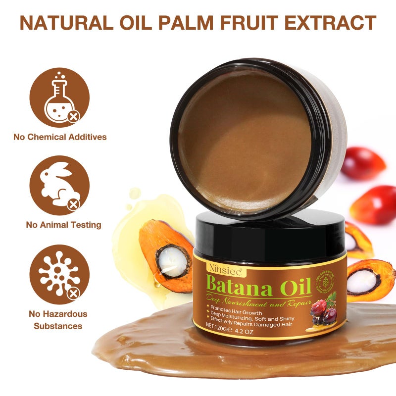Ninsiec Organic Batana Oil for Hair - Pure Unrefined Oil from Honduras, Helps Strengthen, Hydrate and Repair Damaged Hair, Supports Healthy Looking Hair Growth - Image 3