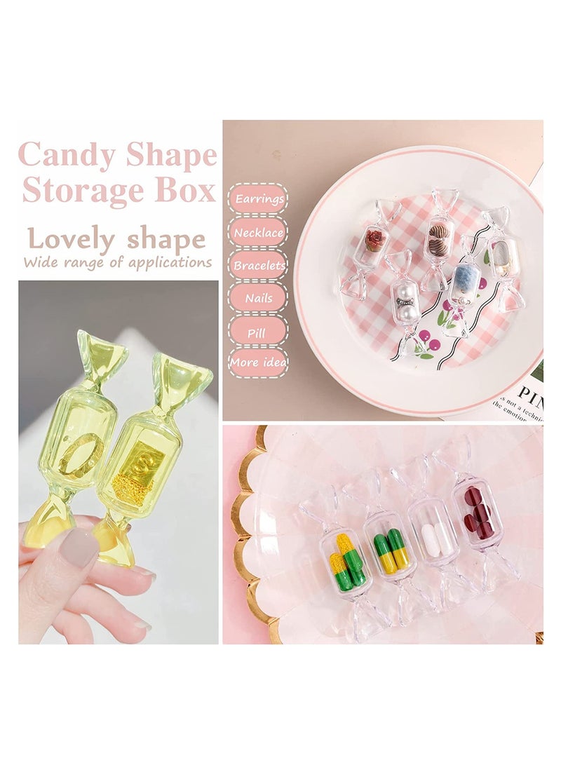 SYOSI Mini Jewelry Organizer SYOSI 10pcs Yellow Candy Shaped Jewelry Box Ring Organizer with Lid Plastic Candy Container Lovely Display Case DIY Jewelry Accessories for Wedding Party Travel Containers - Image 3