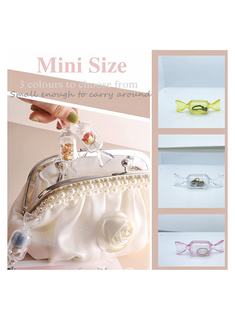 SYOSI Mini Jewelry Organizer SYOSI 10pcs Yellow Candy Shaped Jewelry Box Ring Organizer with Lid Plastic Candy Container Lovely Display Case DIY Jewelry Accessories for Wedding Party Travel Containers - Image 2