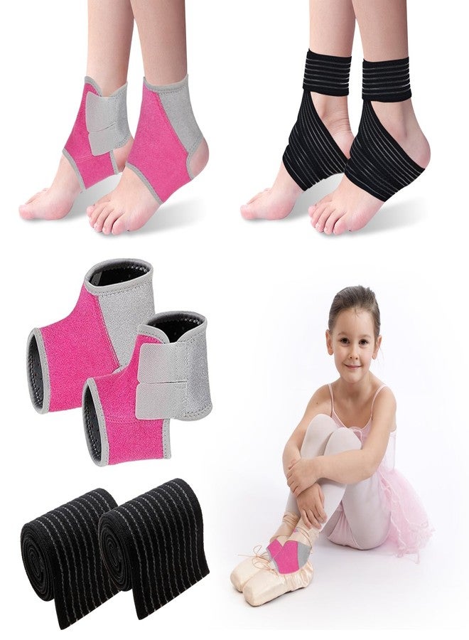 GRKZBKW 2 Pairs Kids Ankle Brace, youth ankle brace for sports, Ankle Wrap for Sprain, Adjustable Foot Stabilizer for Sprains, Injuries & Active Play for Daily Wear (Pink, Small) - Image 1
