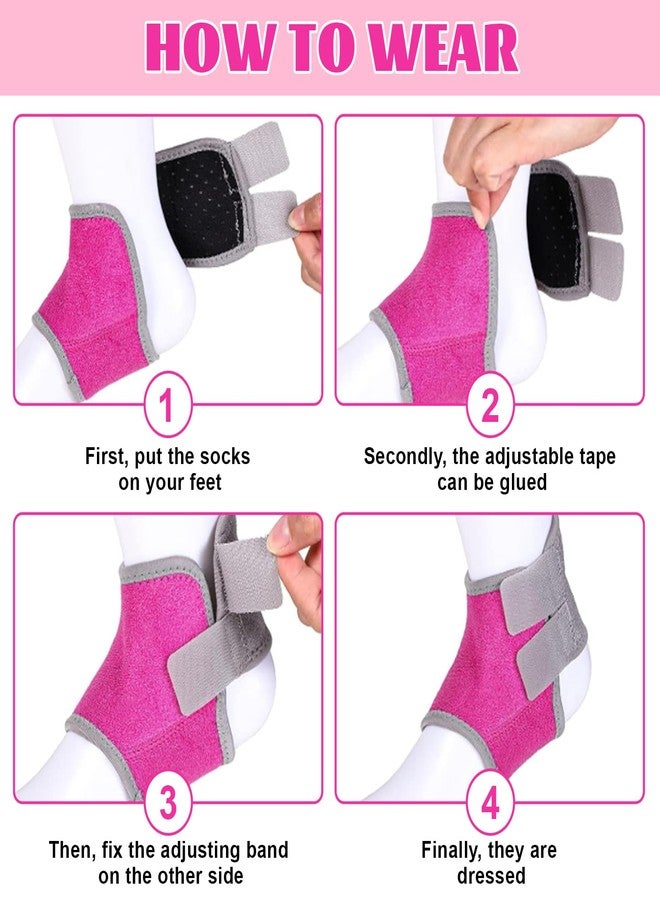 GRKZBKW 2 Pairs Kids Ankle Brace, youth ankle brace for sports, Ankle Wrap for Sprain, Adjustable Foot Stabilizer for Sprains, Injuries & Active Play for Daily Wear (Pink, Small) - Image 5