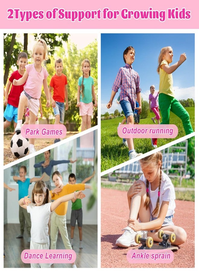 GRKZBKW 2 Pairs Kids Ankle Brace, youth ankle brace for sports, Ankle Wrap for Sprain, Adjustable Foot Stabilizer for Sprains, Injuries & Active Play for Daily Wear (Pink, Small) - Image 3