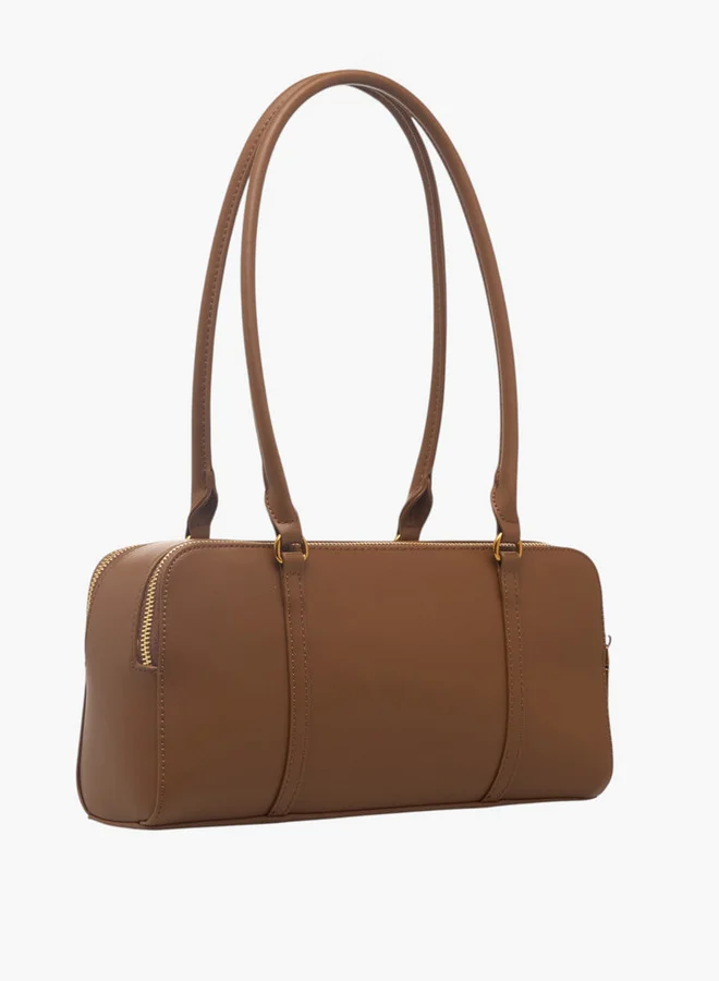 Flora Bella By Shoexpress Women's Textured Shoulder Bag with Zip Closure and Double Handle