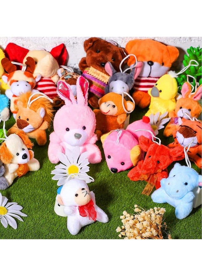 Skylety 50 Pcs Mini Stuffed Animals Bulk Cute Safari Jungle Small Plush Animals Toy Set Tiny Plush Keychain Decoration for Easter Party Favor Carnival Classroom Prizes(Cartoon Animals,Bright Color) - Image 4