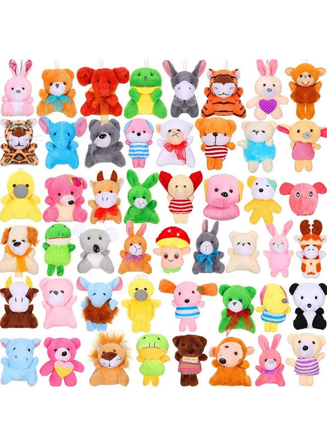 Skylety 50 Pcs Mini Stuffed Animals Bulk Cute Safari Jungle Small Plush Animals Toy Set Tiny Plush Keychain Decoration for Easter Party Favor Carnival Classroom Prizes(Cartoon Animals,Bright Color) - Image 1