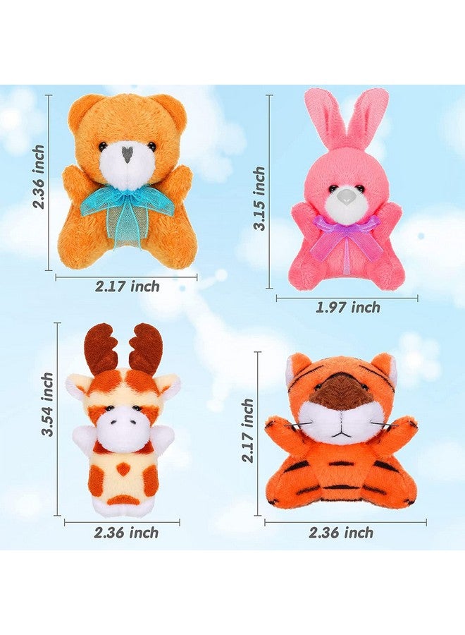 Skylety 50 Pcs Mini Stuffed Animals Bulk Cute Safari Jungle Small Plush Animals Toy Set Tiny Plush Keychain Decoration for Easter Party Favor Carnival Classroom Prizes(Cartoon Animals,Bright Color) - Image 2