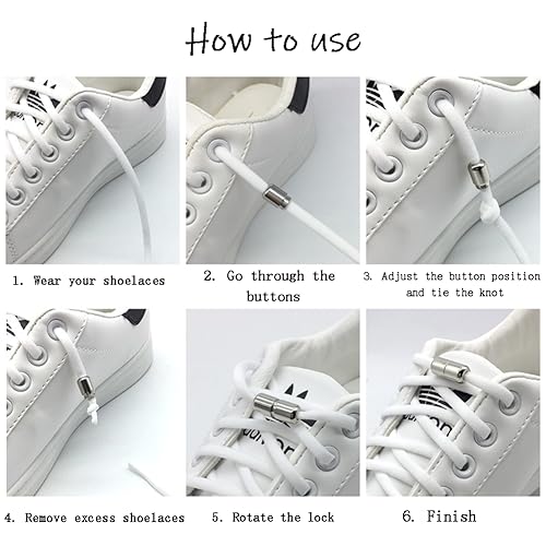 Gozaqe No Tie Elastic Shoe Laces,1 Pairs,Elastic Shoe Laces for Kids,Adult and elderly,Screw Capsule Shoe Clasp,Suitable for Sports Shoes,Casual Shoes,Hiking Shoes,Etc (Black) - Image 4