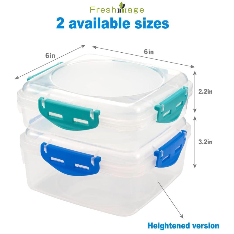 Freshmage 4 PCS Sandwich Containers - 100% Airtight & BPA-Free & Microwave & Dishwasher Safe Kitchen Storage Containers with Upgraded Snaps, 2 heightened Containers for Lunch Boxes and 2 normal version - Image 2